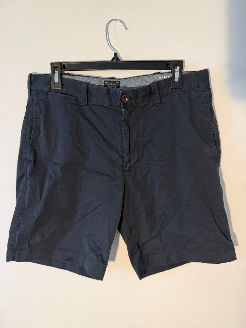 Blue chino stretch shorts J Crew 33W, 9" inseam
